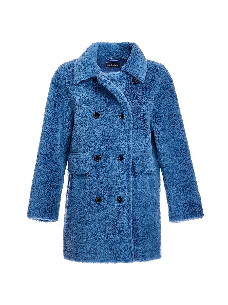 Women's Plush Lamb's Wool Peacoat - Navy - Size Large