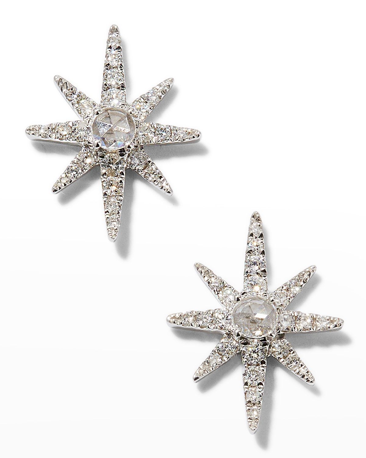 White Starburst Stud Earrings