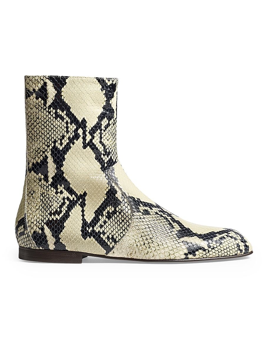 Women's Colt Snake-Print Leather Ankle Boots - Natural - Size 10