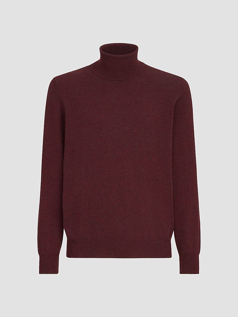 Men's Mouliné Cashmere Turtleneck Sweater - Dark Grey - Size 36