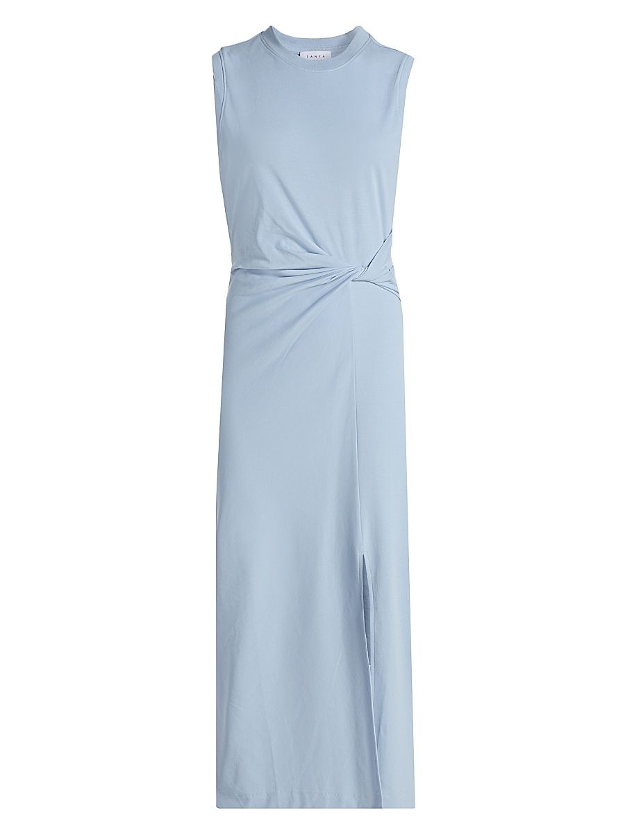 Women's Cody Side Twist Linen-Blend Midi-Dress - Powder Blue - Size XL