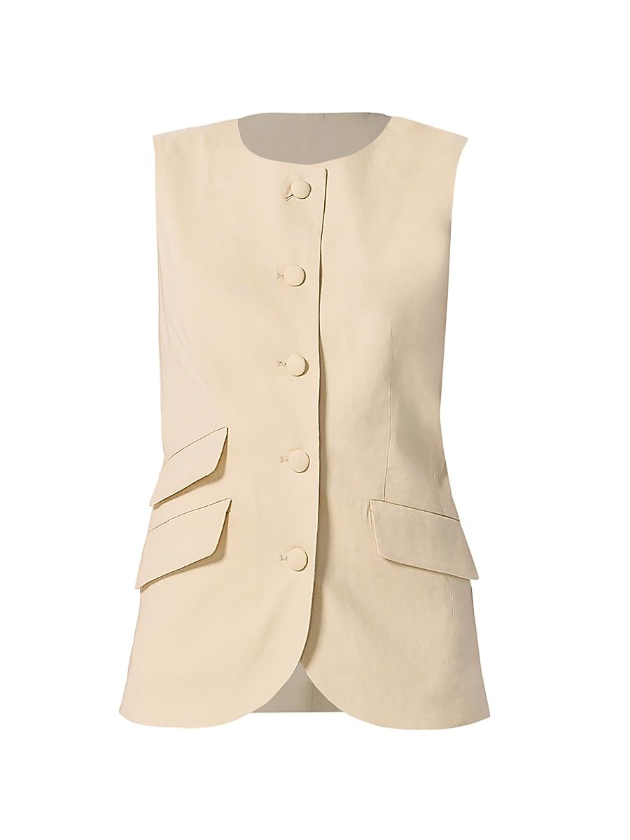 Women's Slade Linen-Blend Vest - Salute - Size 12