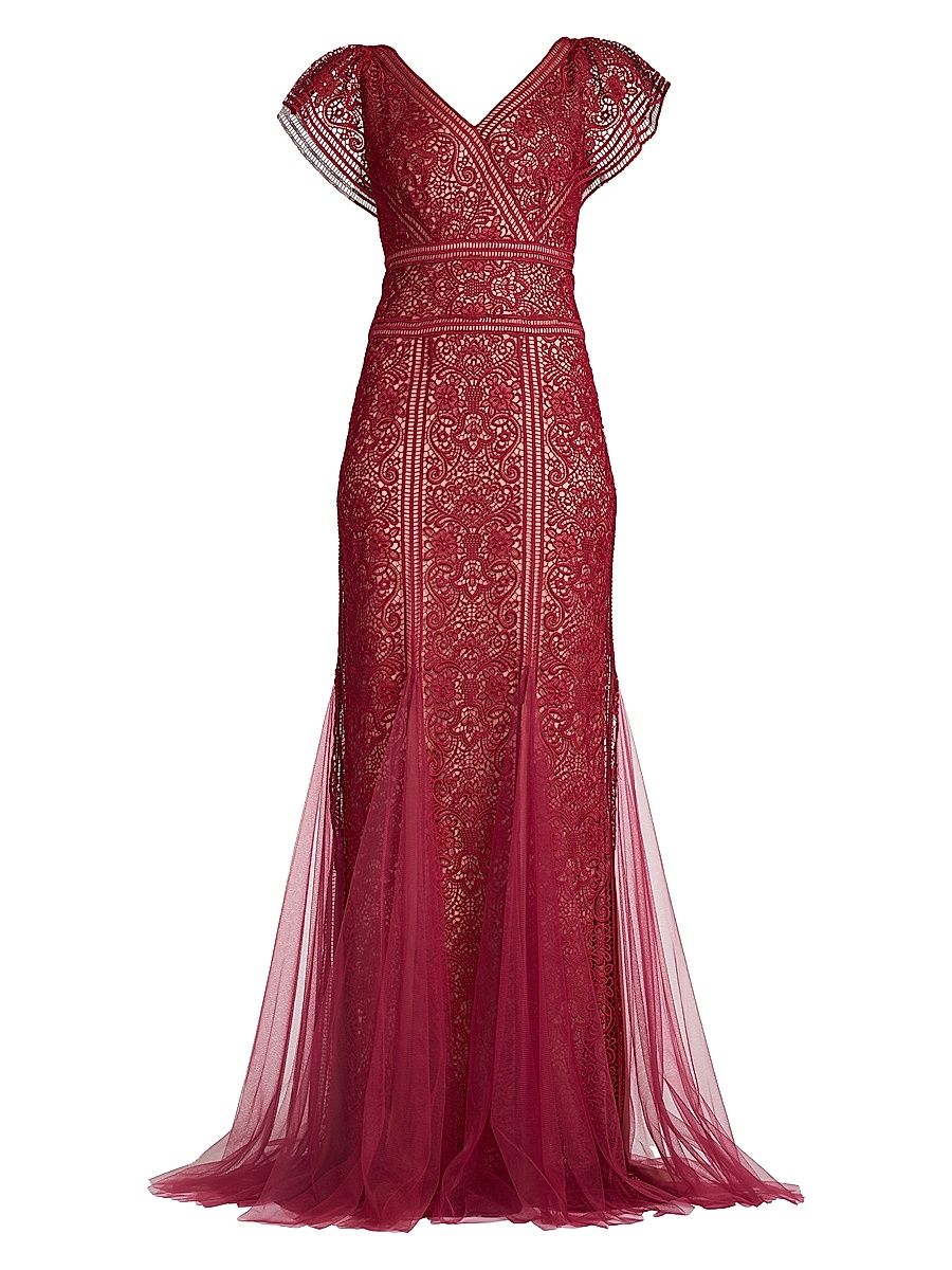 Women's Embroidered Lace Gown - Midnight Merlot - Size 18