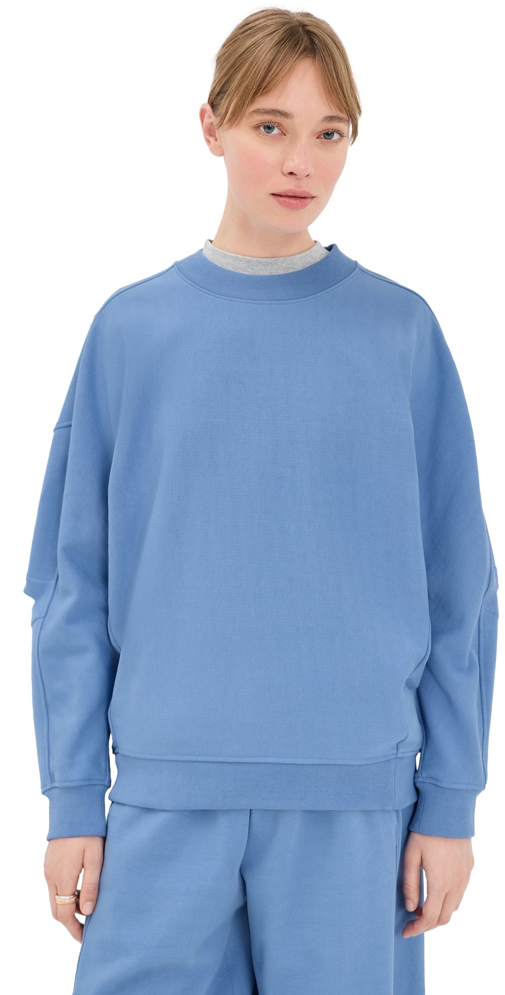 Tibi Cocoon Crewneck Sweatshirt Light Blue L