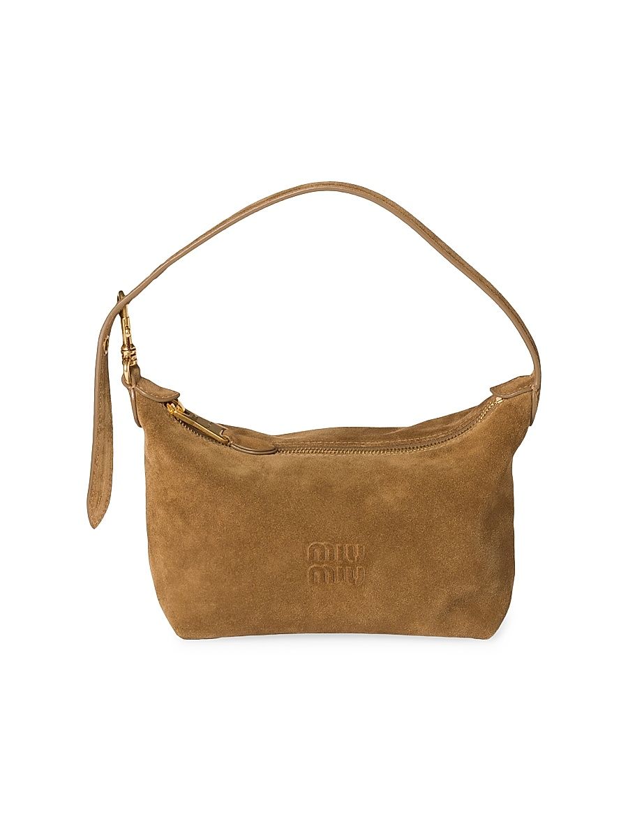 Women's Suede Pouch Top Handle Bag - Beige