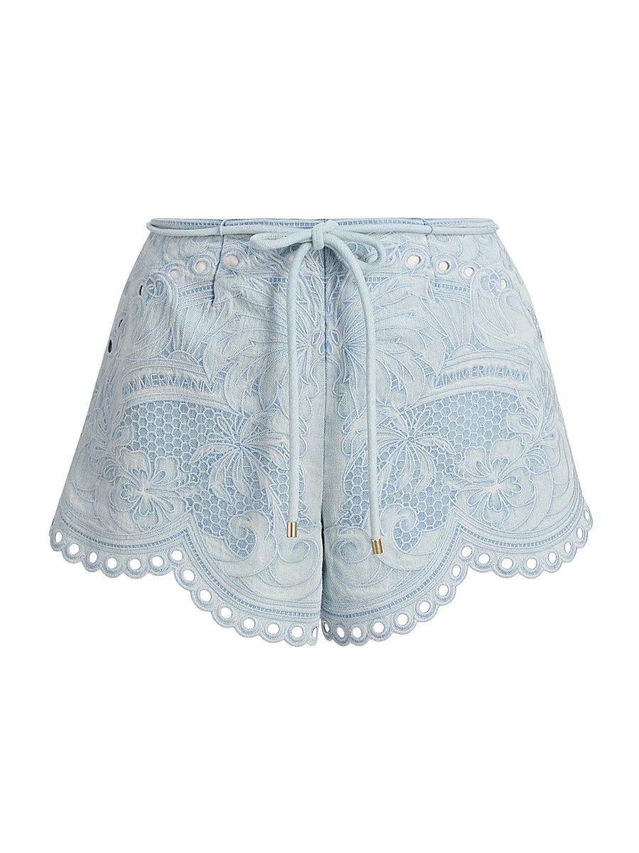 Women's Daylight Embroidered Denim Shorts - Ice Storm - Size 10