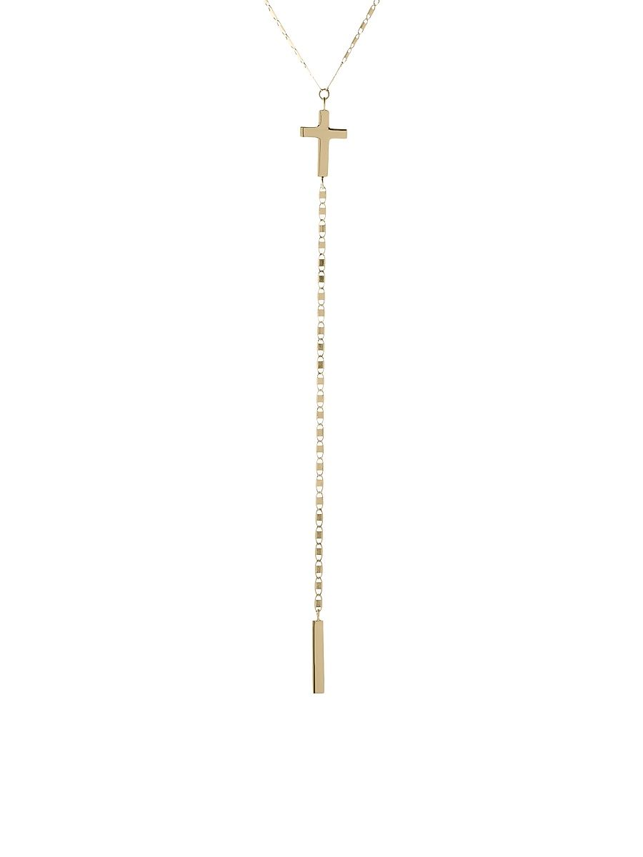 Women's Malibu 14K Yellow Gold Cross Lariat Necklace - Yellow Gold