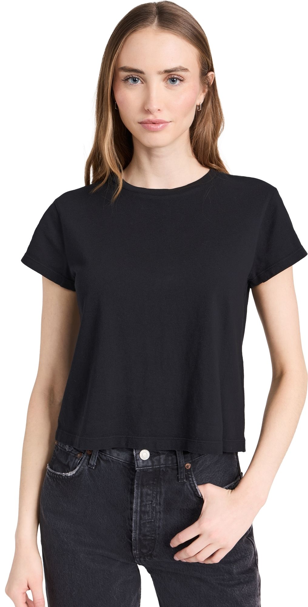 AGOLDE Adine Shunken Tee Black L