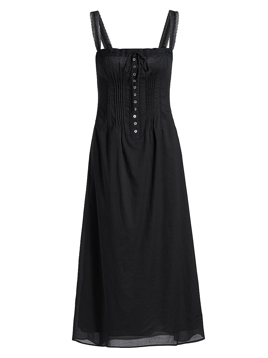 Women's Matilde Cotton Midi-Dress - Black - Size 12