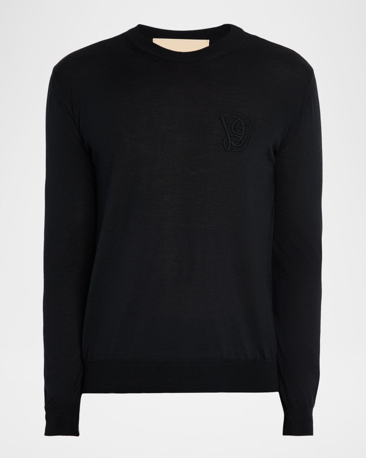Men & apos;s Wool Embroidered Monogram Crewneck Sweater
