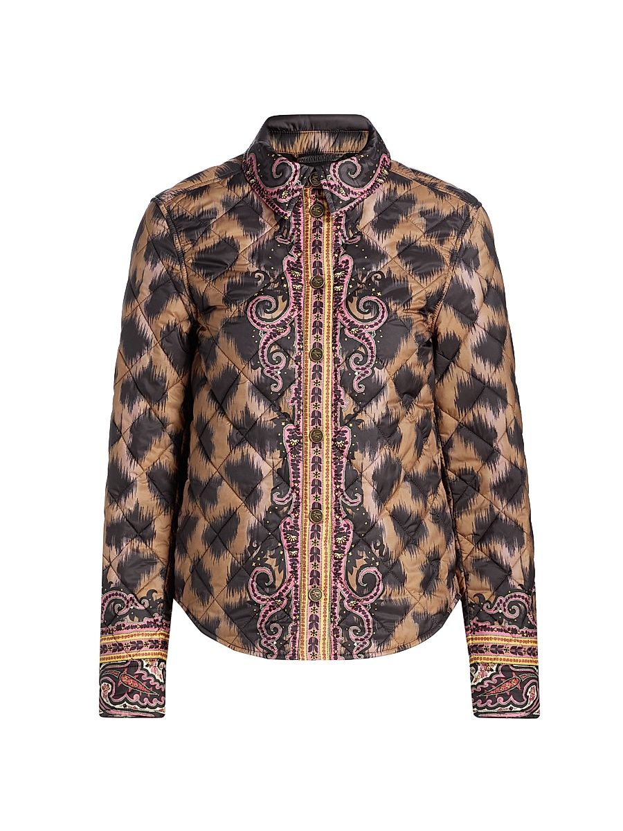 Women's Quilted Leopard Jacket - Stampa Moro - Size 8