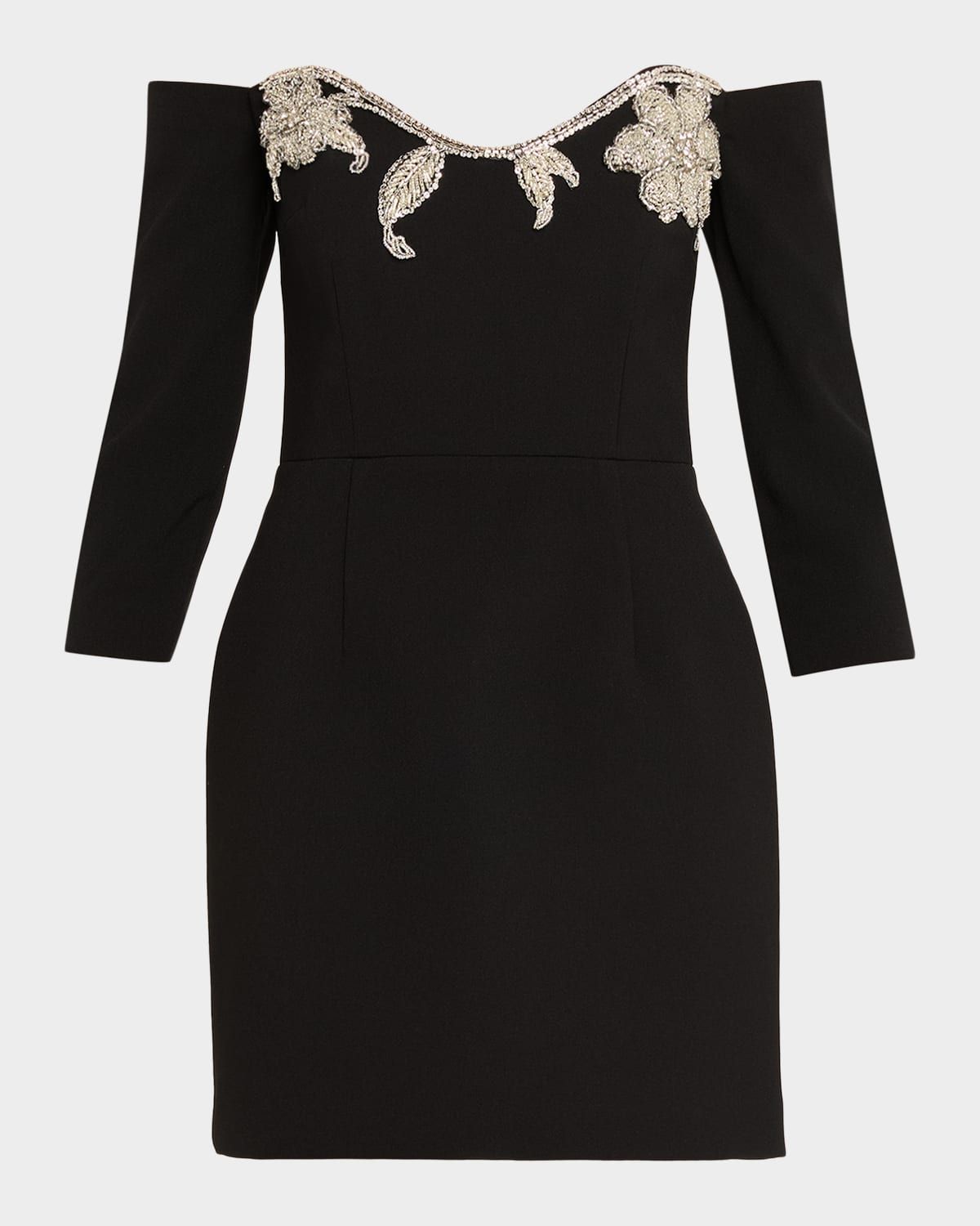 Ellerie Floral Diamante Off-Shoulder Mini Dress