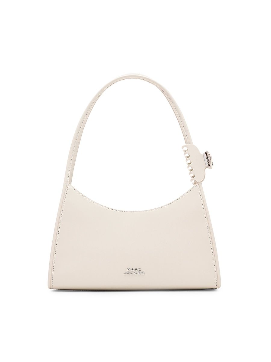 Women's The Glam Claw Clip Leather Shoulder Bag - White
