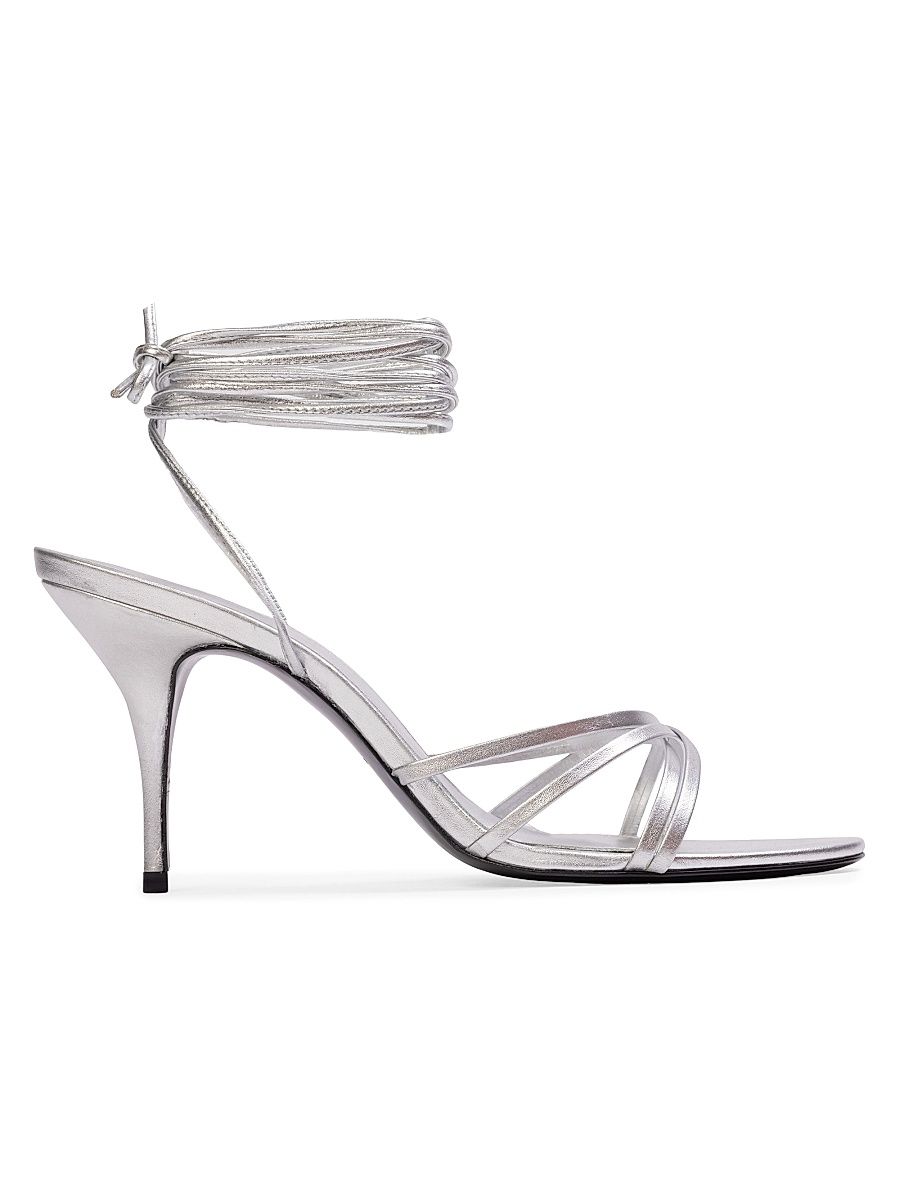 Women's Tally 80MM Sandals - Silver Metallic Leather - Size 12