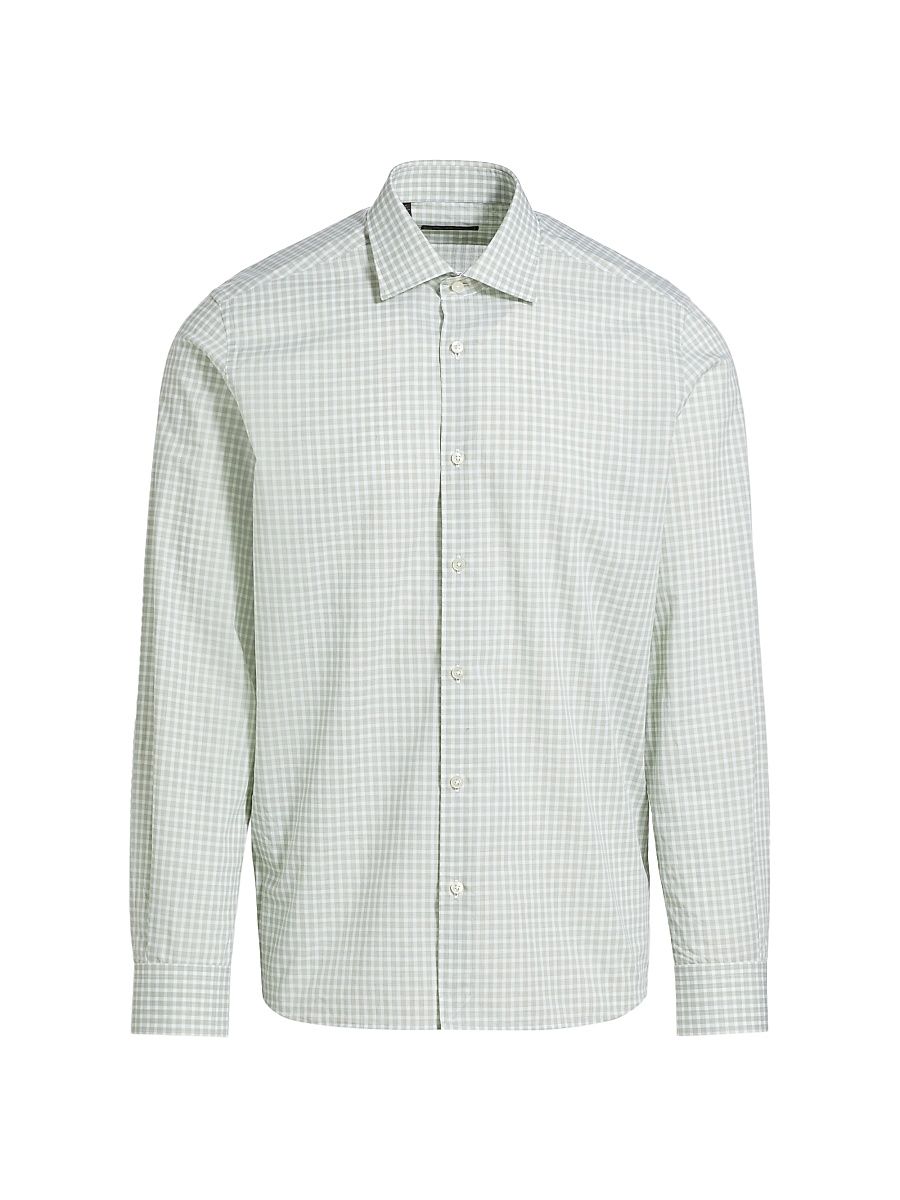 Men's COLLECTION Green Check Button-Front Shirt - Green - Size XXXL