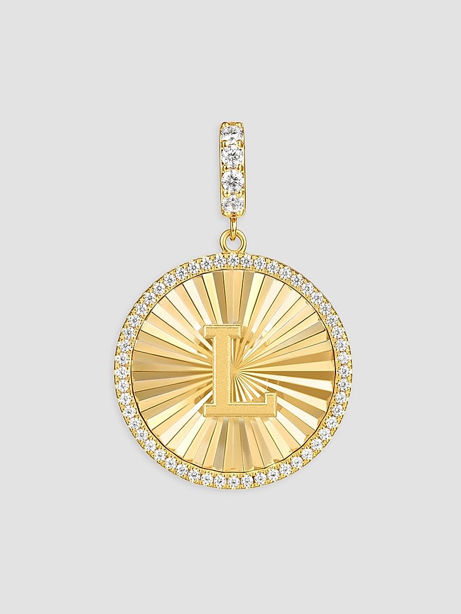 Gabriel & Co Women's Contemporary 14K Yellow Gold & 0.65 TCW Diamond Initial L Medallion Pendant - Yellow Gold