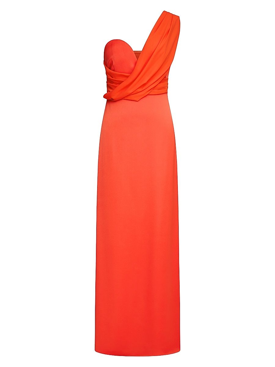 Women's Roselle Crepe One-Shoulder Gown - Orange Spice - Size 16