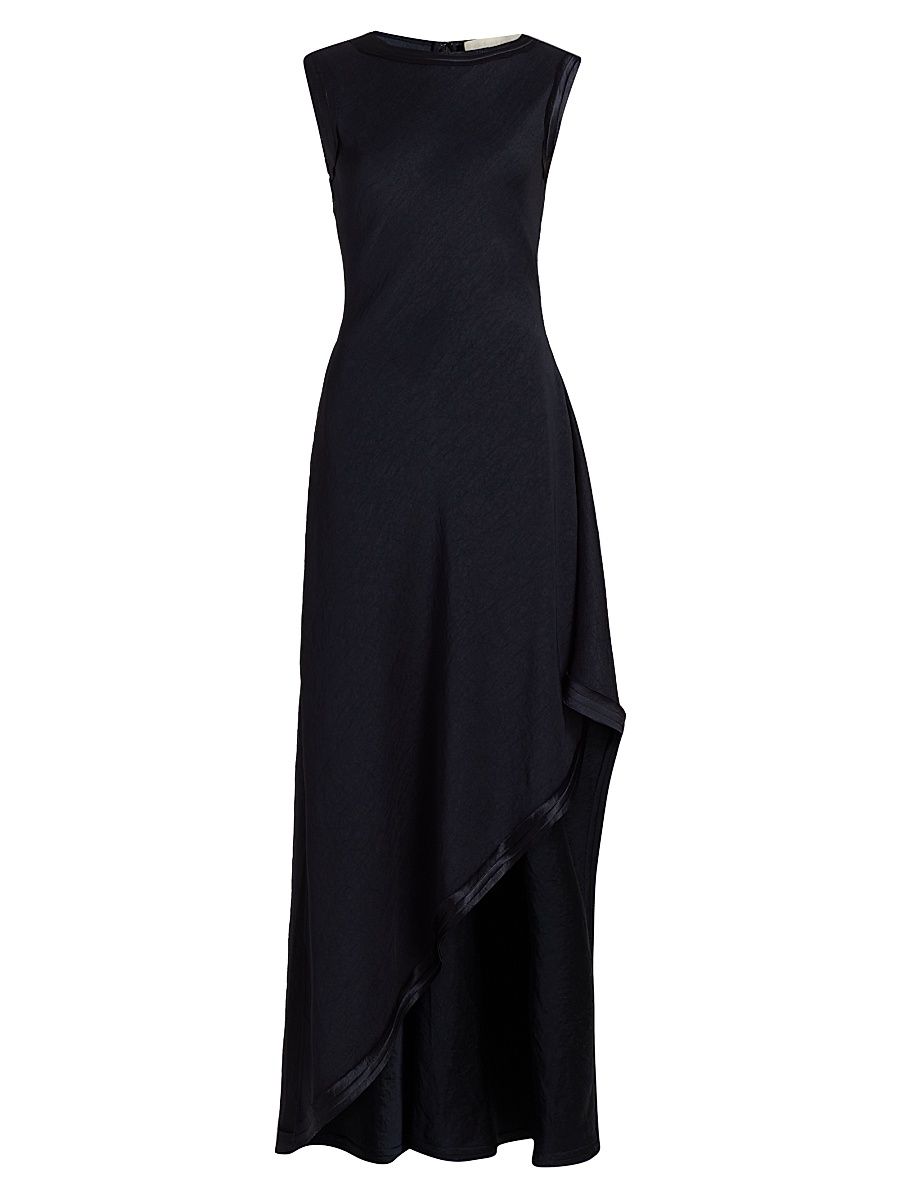 Women's Washed Twill Asymmetric Gown - Navy - Size 14