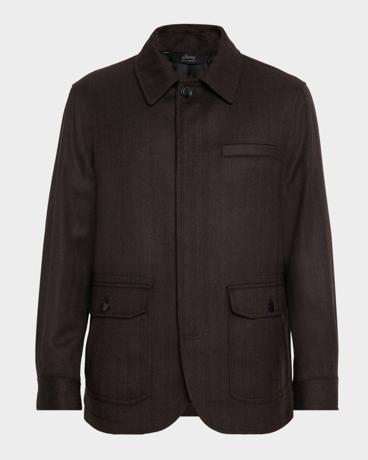 Men & apos;s Super 180 & apos;s Wool Herringbone Chore Jacket