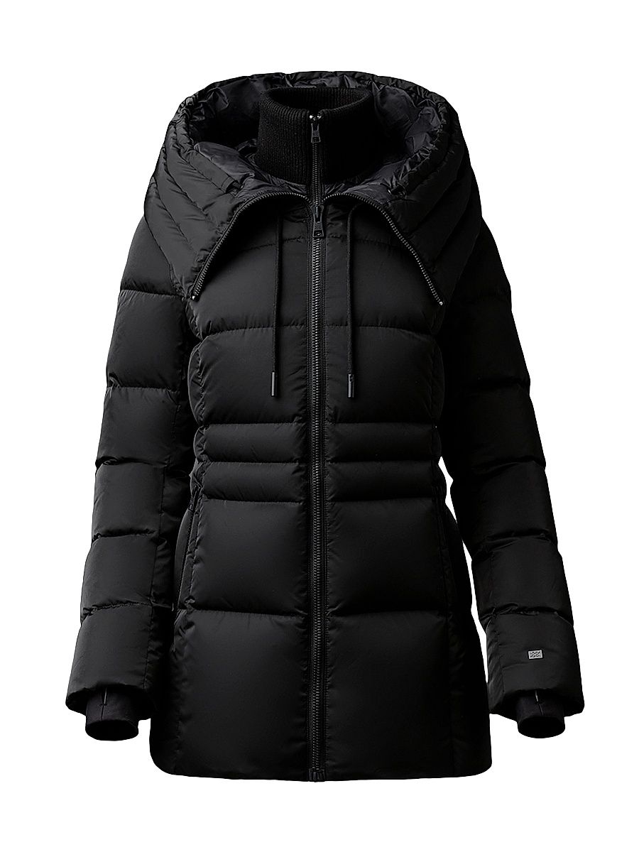 Women's June Hooded Down Coat - Black - Size XS