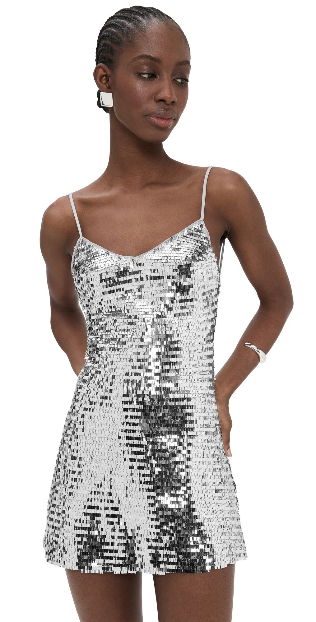 Retrofête Tula Sequin Dress Silver S