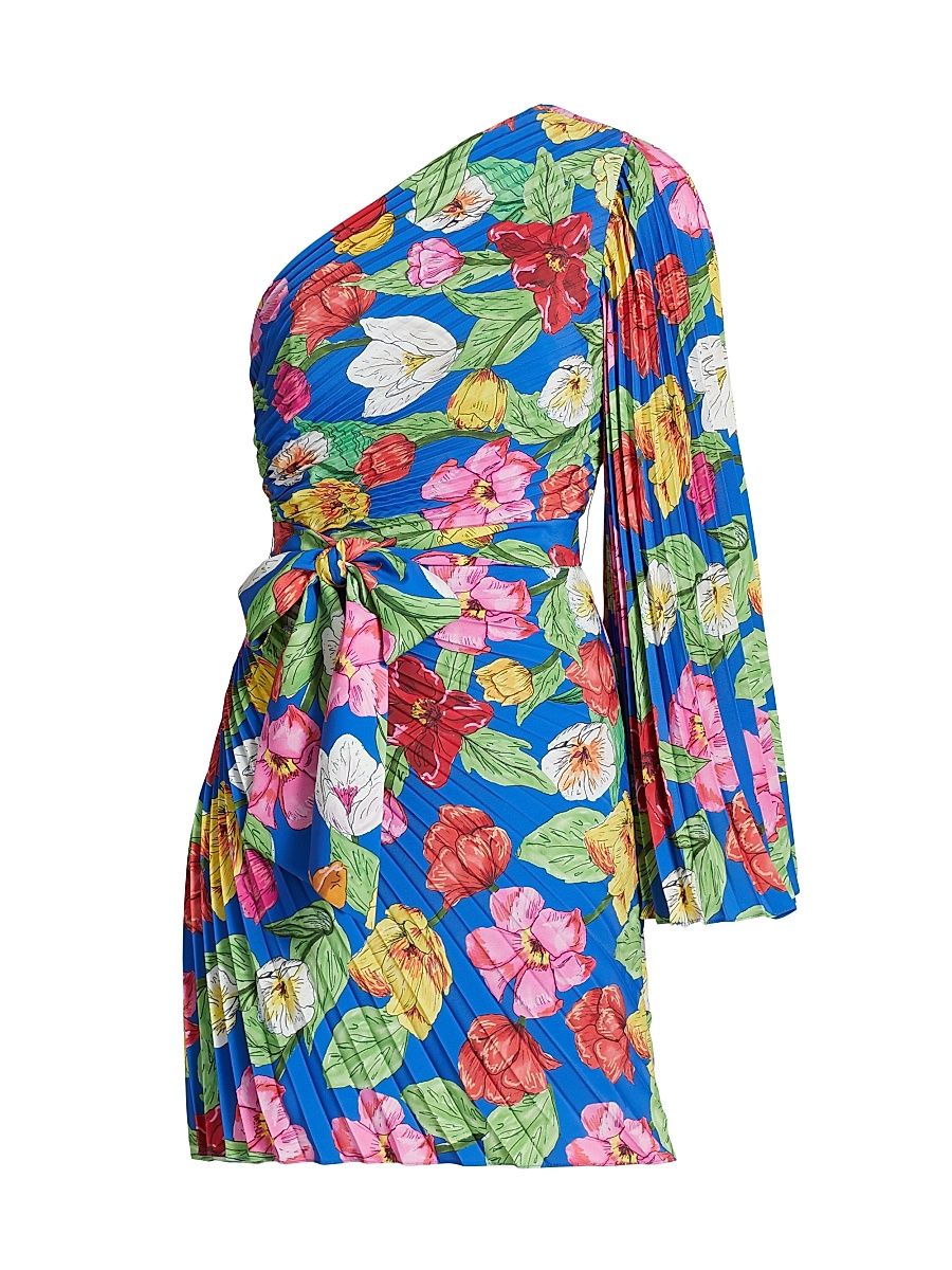 Women's Linden Tulip Rosette Pleated Minidress - Royal Blue Multi - Size 12