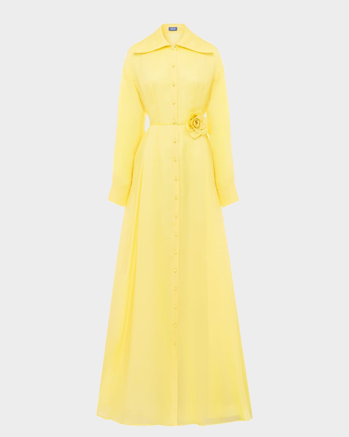 Josephine Tie-Waist A-Line Silk Shirt Gown