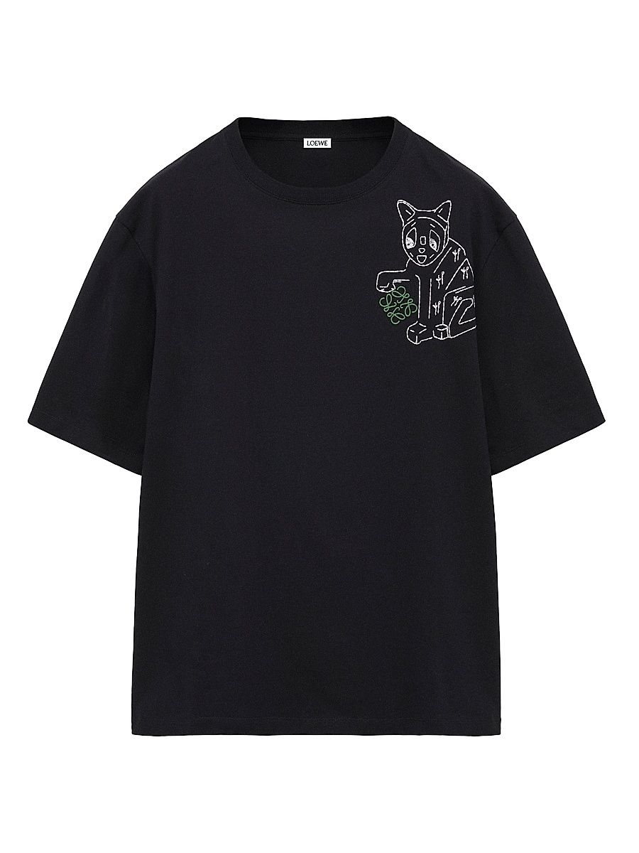 Men's LOEWE x Louis Wain Loose-Fit T-Shirt - Black - Size XXL