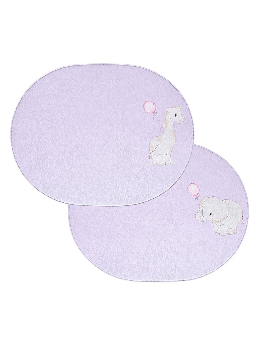 Playful Elephants Reversible Faux Leather Placemat - Purple