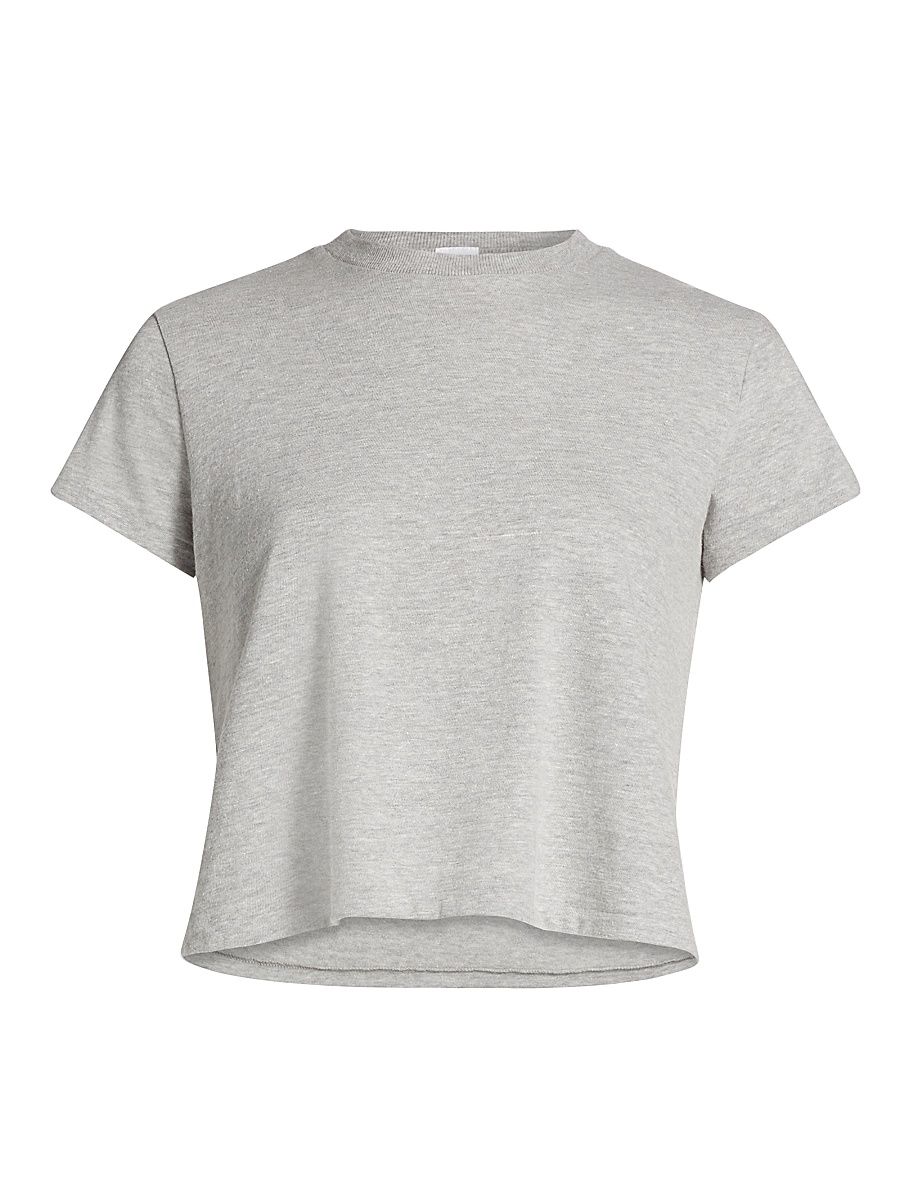 Women's Cotton Crop T-Shirt - Heather Grey - Size Large
