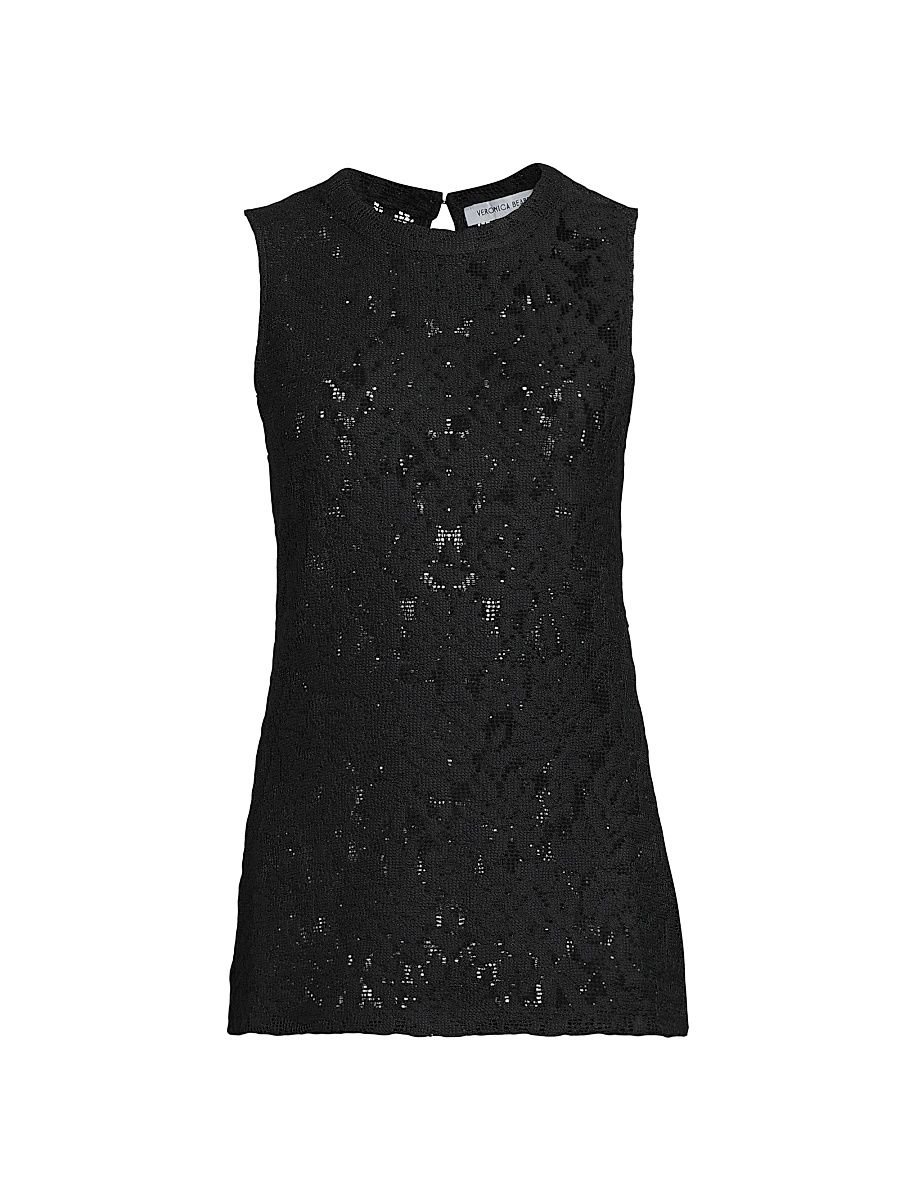 Women's Serenka Sleeveless Open-Lace Top - Black - Size XL
