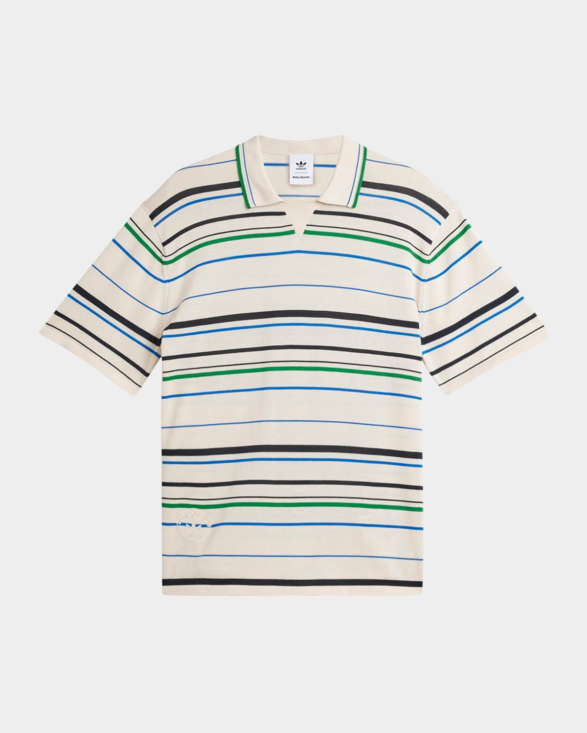x Wales Bonner Men & apos;s Stripe Knit Polo Shirt