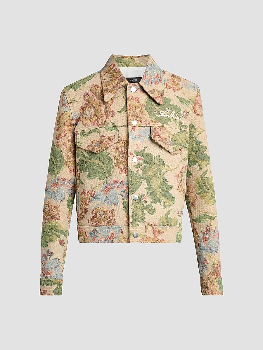 Men's Floral Tapestry Jacket - Pale Rose - Size 36
