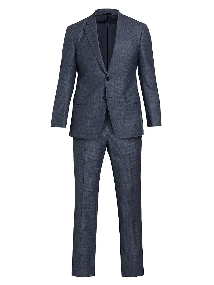 Men's Micro Box Wool Suit - Postal Blue - Size 42