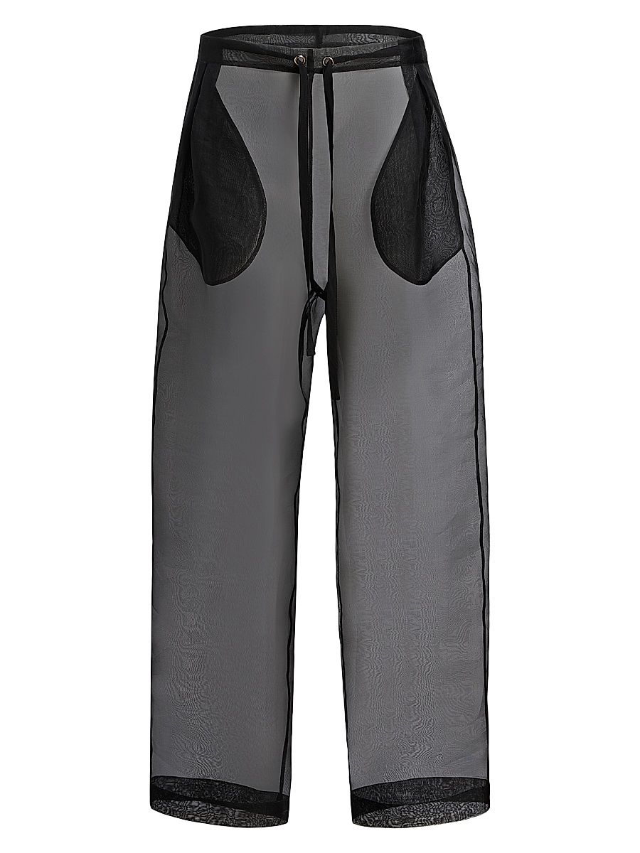 Women's Trenton Sheer Silk Pants - Black - Size Large