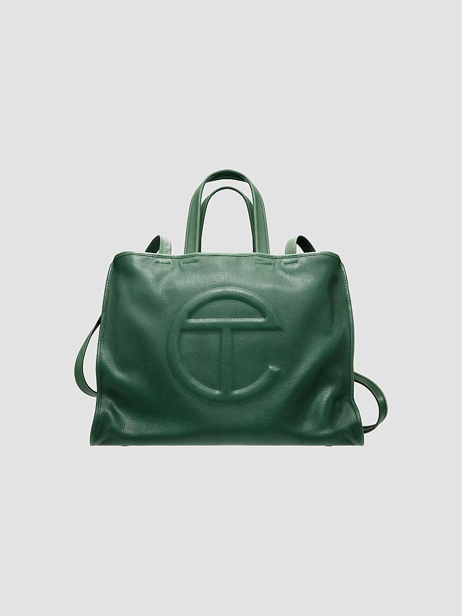 TELFAR Men's Large Carry Logo Leather Bag - Forest