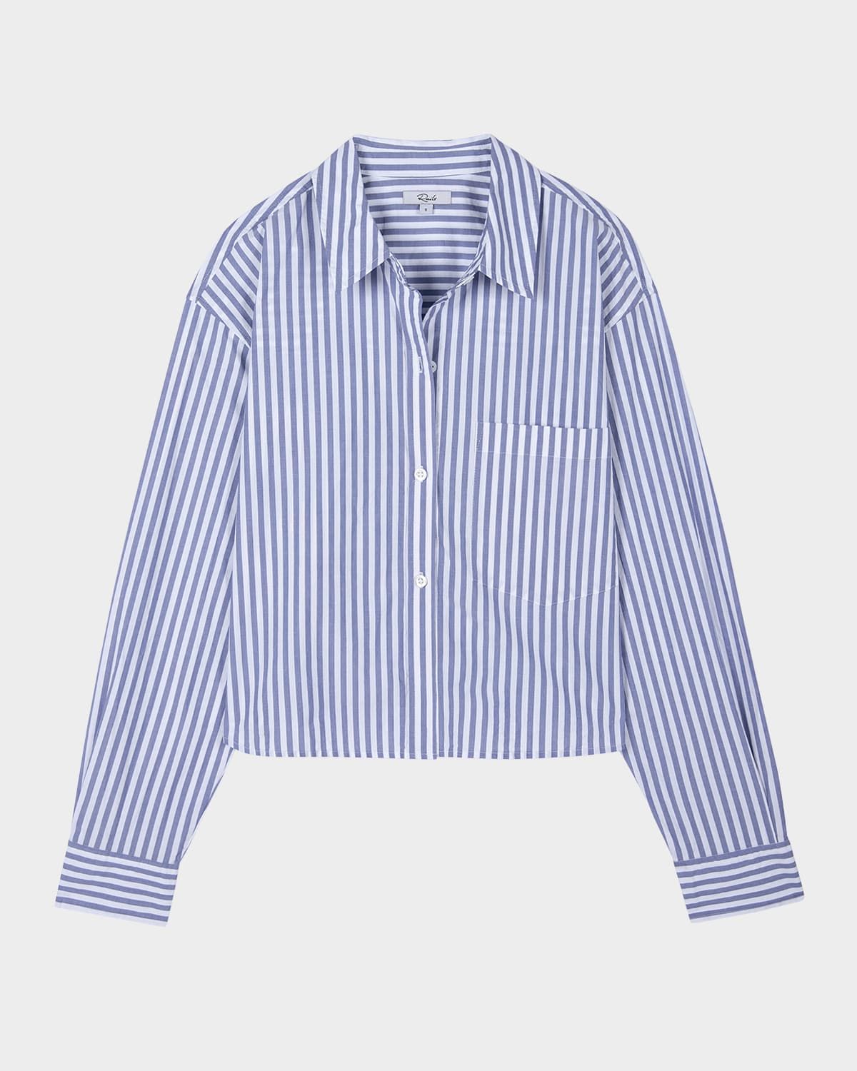 Ramy Striped Cropped Button-Front Shirt