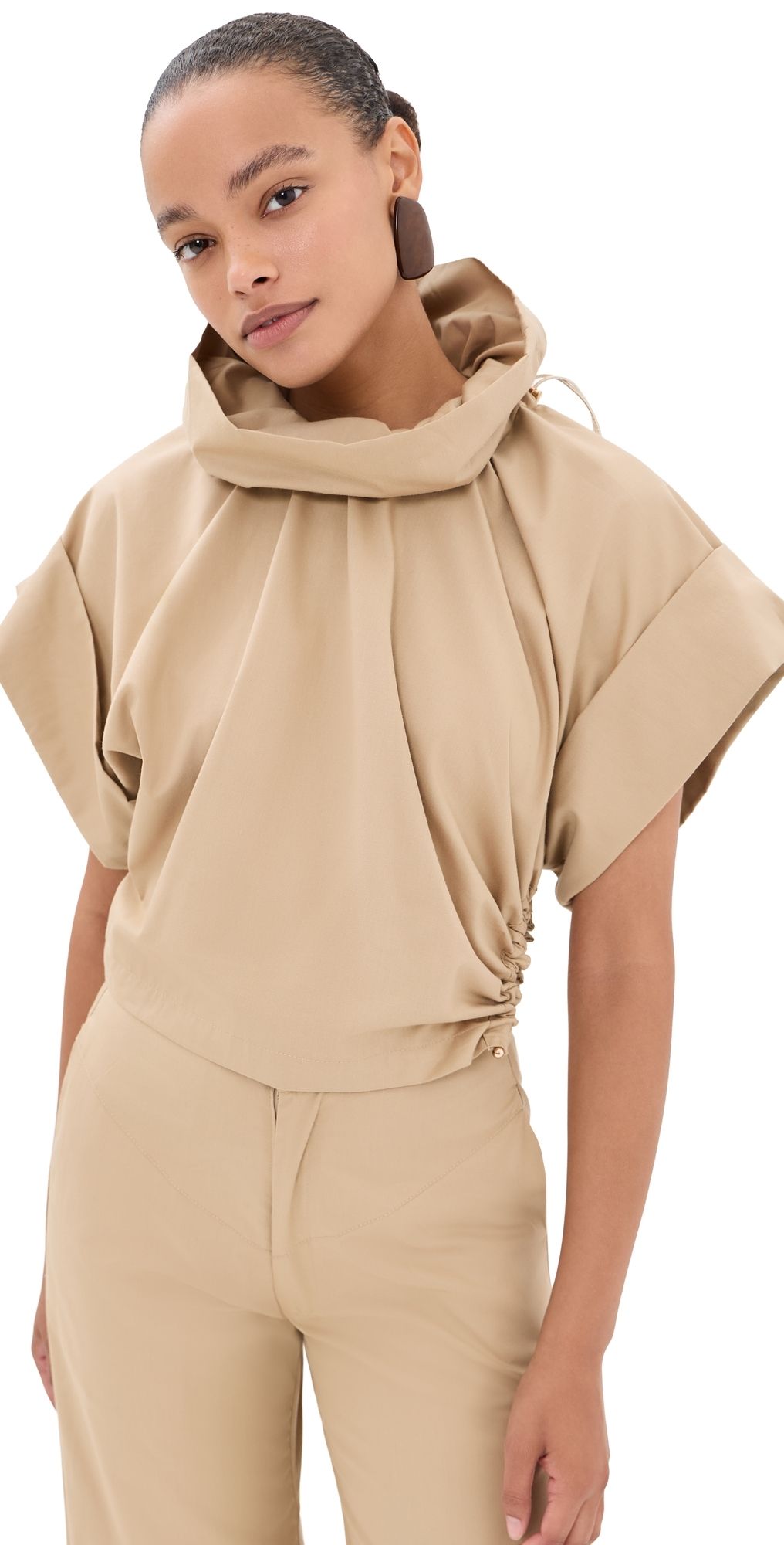 By Efrain Mogollon Guaricha High Neck Top Khaki 10