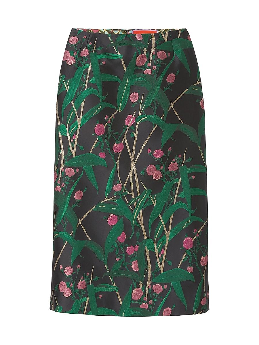 Women's Pencil Skirt - Bamboo Jacquard Black - Size Small