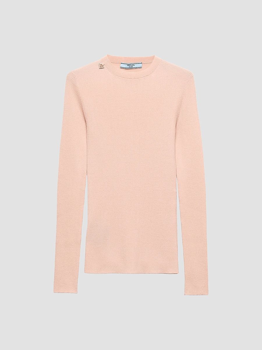 Prada Women's Wool Crew-Neck Sweater - Pink - Size 10