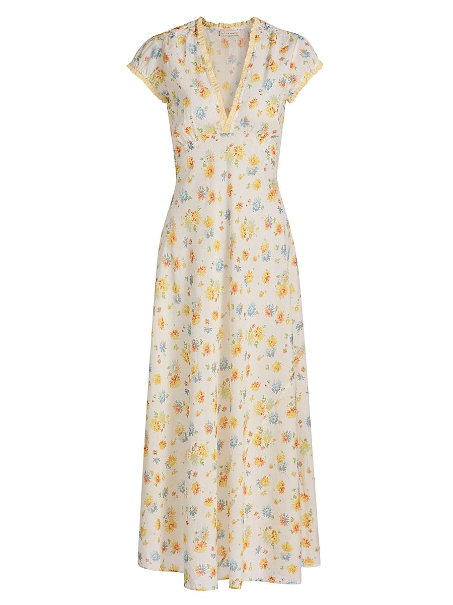Women's Helia Floral Midi-Dress - Dahlia Floral - Size XS