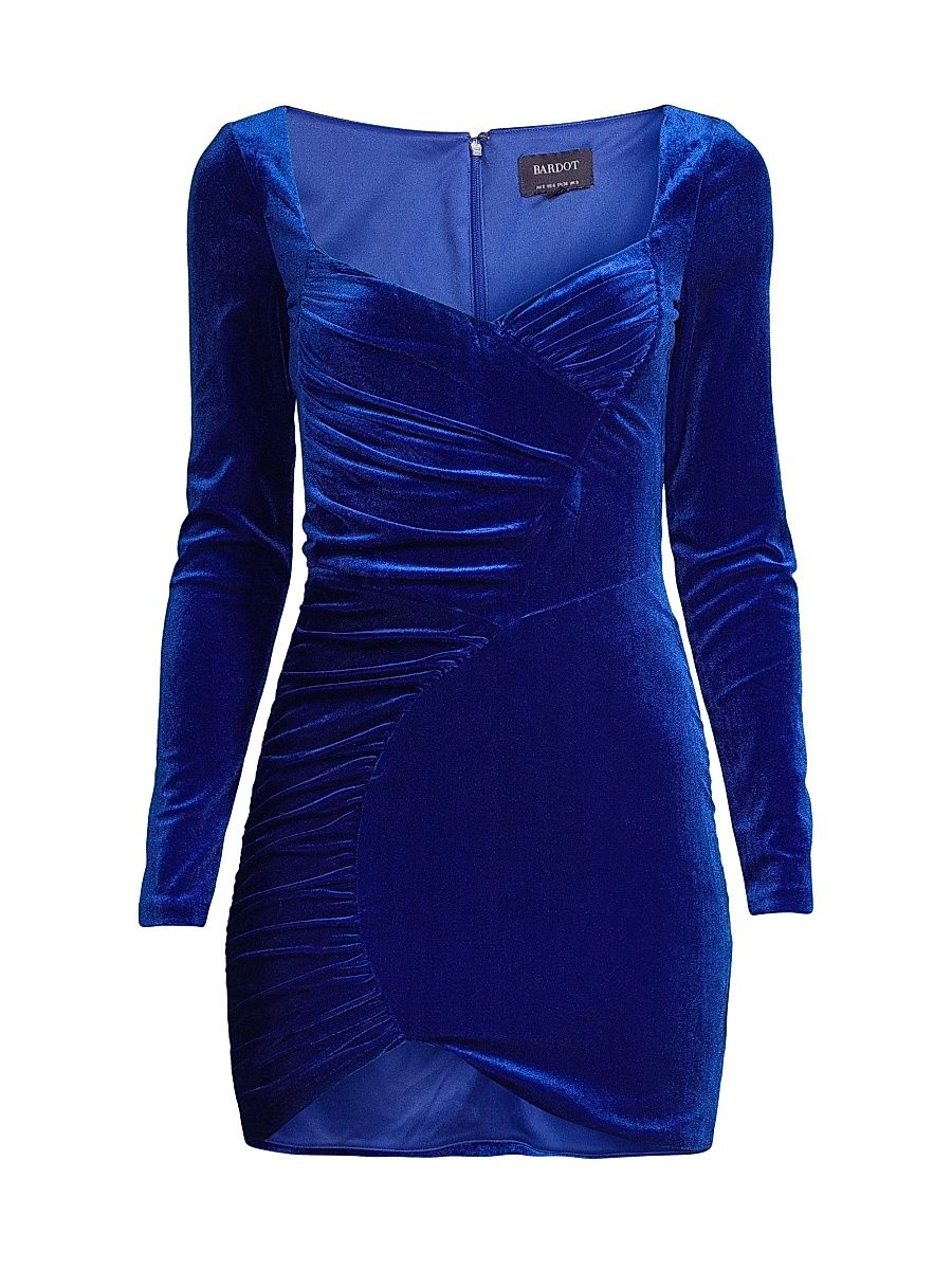Women's Xena Ruched Velvet Minidress - Cobalt - Size 12