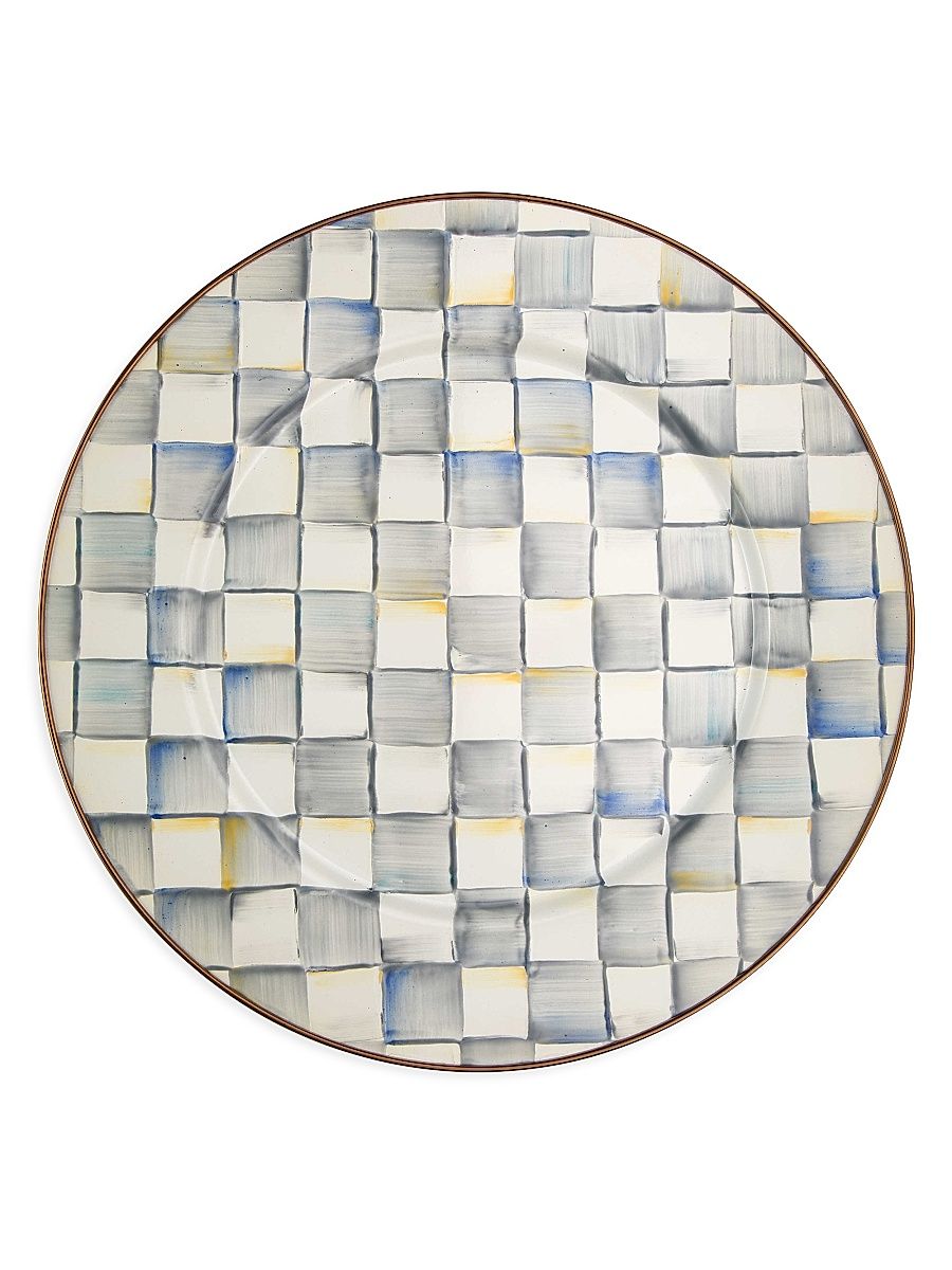Sterling Check Enamel Serving Platter