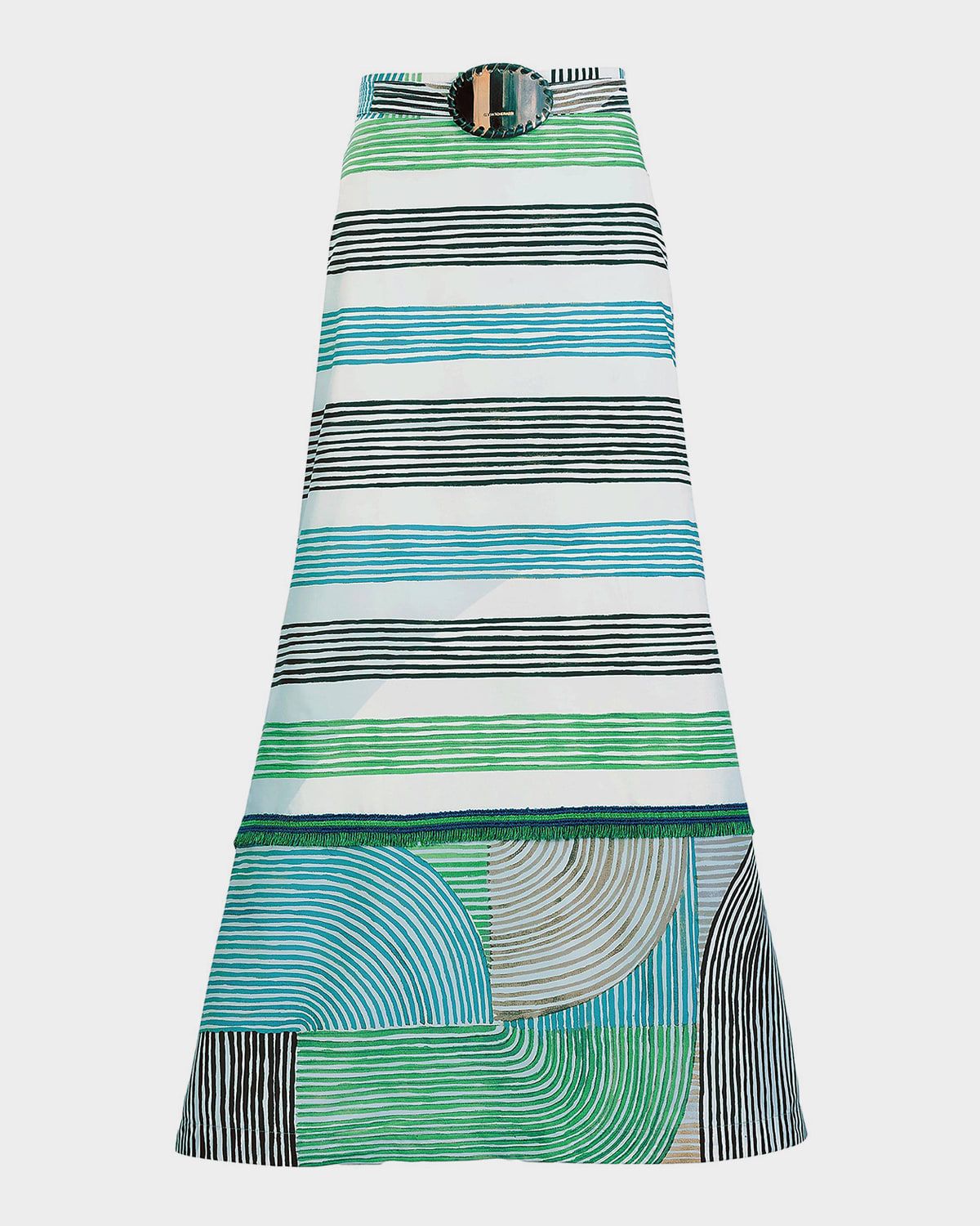 Lyla Abstract-Print Cotton Belted Midi Skirt