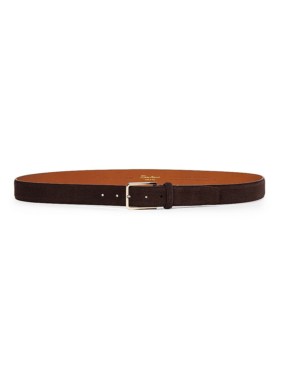 Men's Suede Buckle Belt - Dark Brown - Size 42