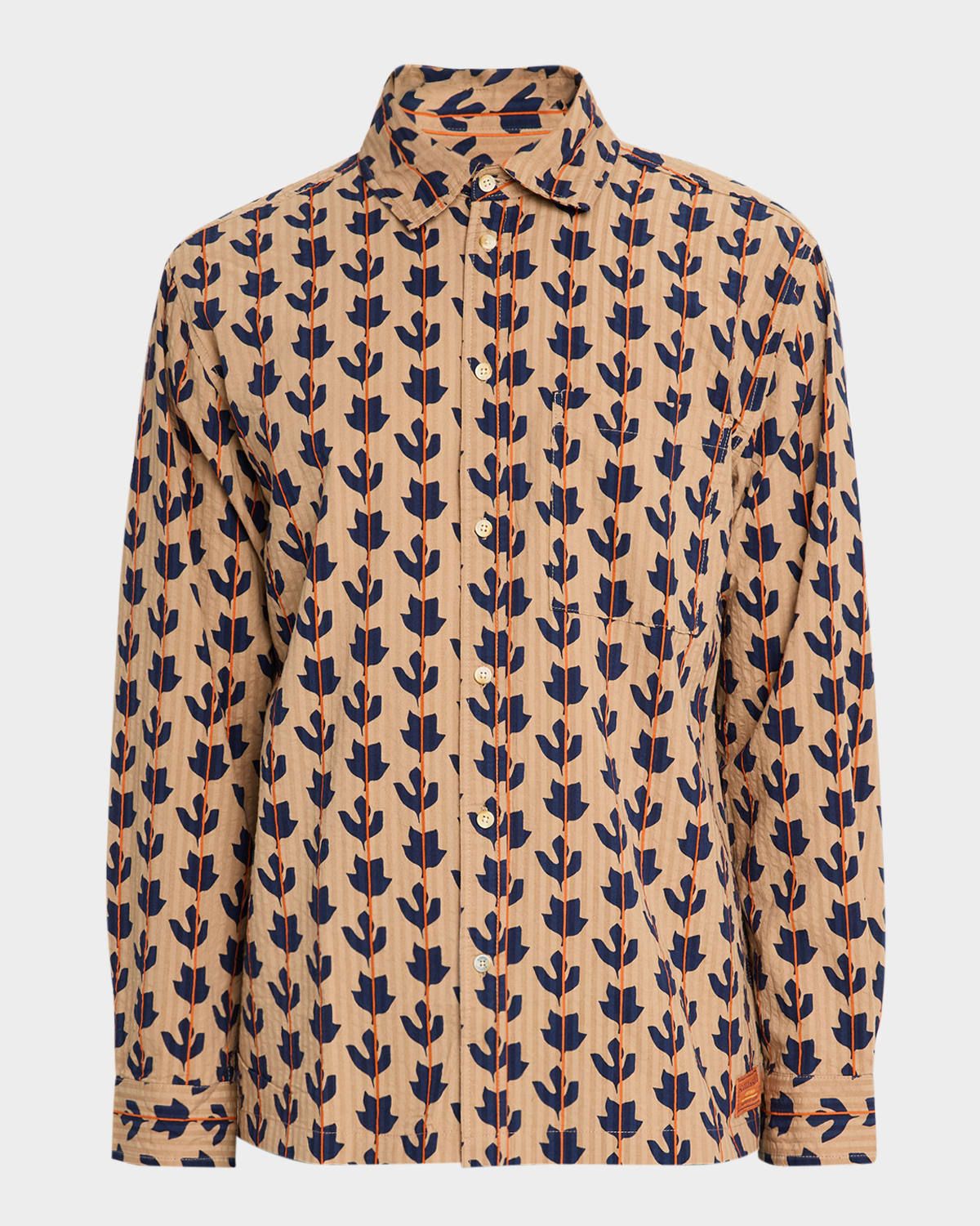 Men & apos;s Cotton Structured Stripe Button-Down Shirt