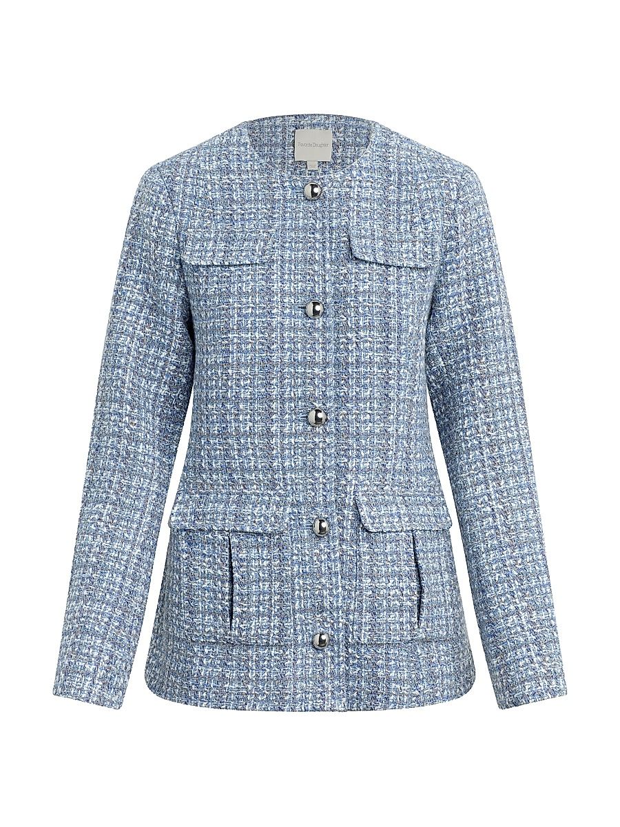 Women's The Spencer Tweed Jacket - Sky Blue Tweed - Size XS