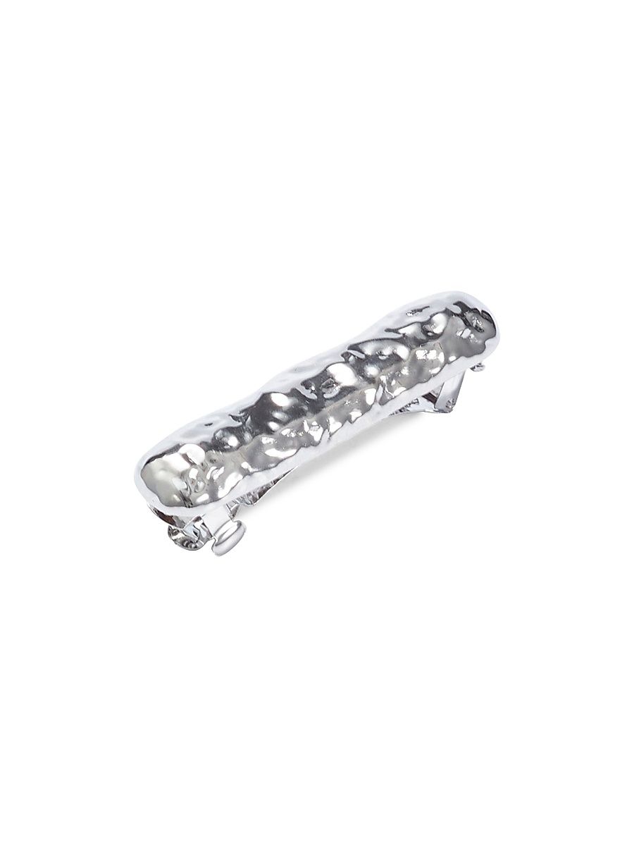 Women's Hammered Silvertone Bar Barrette - Silver