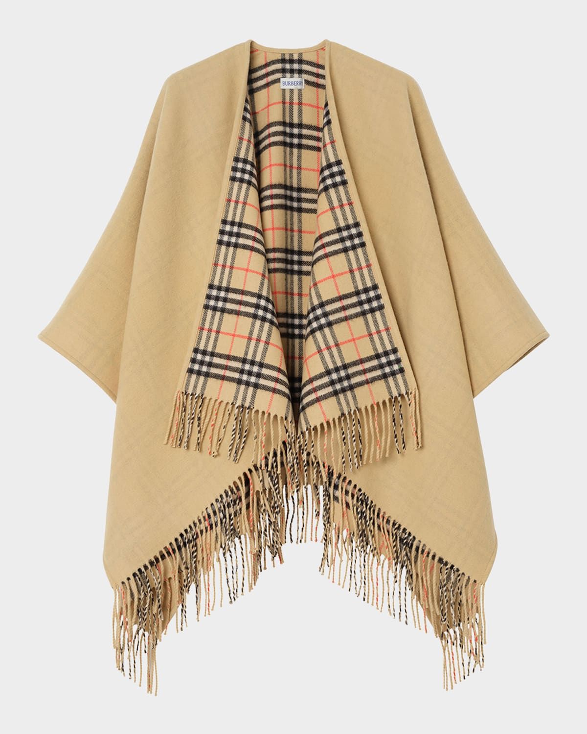 Reversible Check Wool Cape