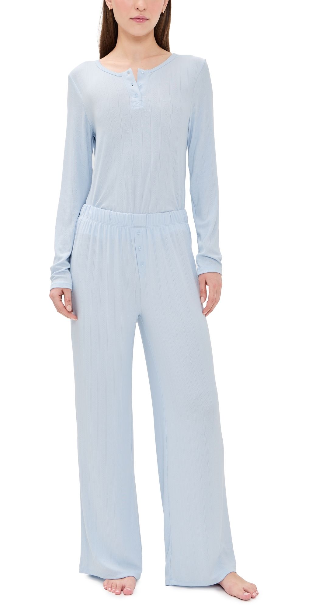 HONEYDEW Blissful Long Henley Pajama Set Dreamy M